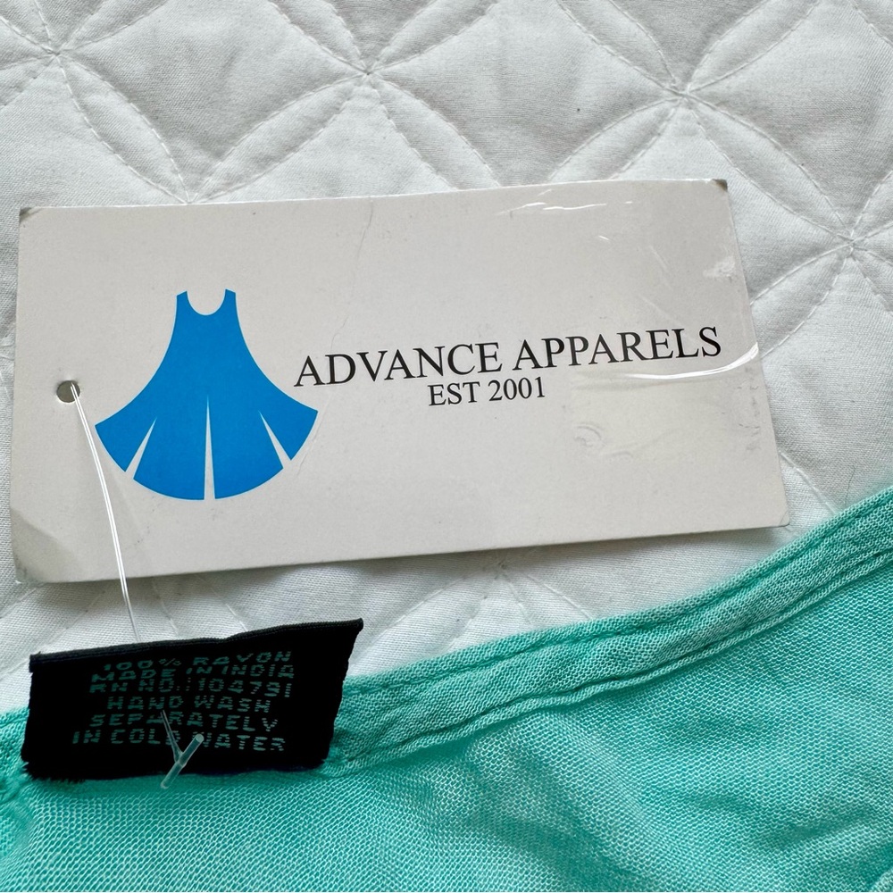 NWT Advance Apparels Long Ombre Dip Dye Sleeveless Dress Aqua Turquoise Size S/M - Picture 10 of 12